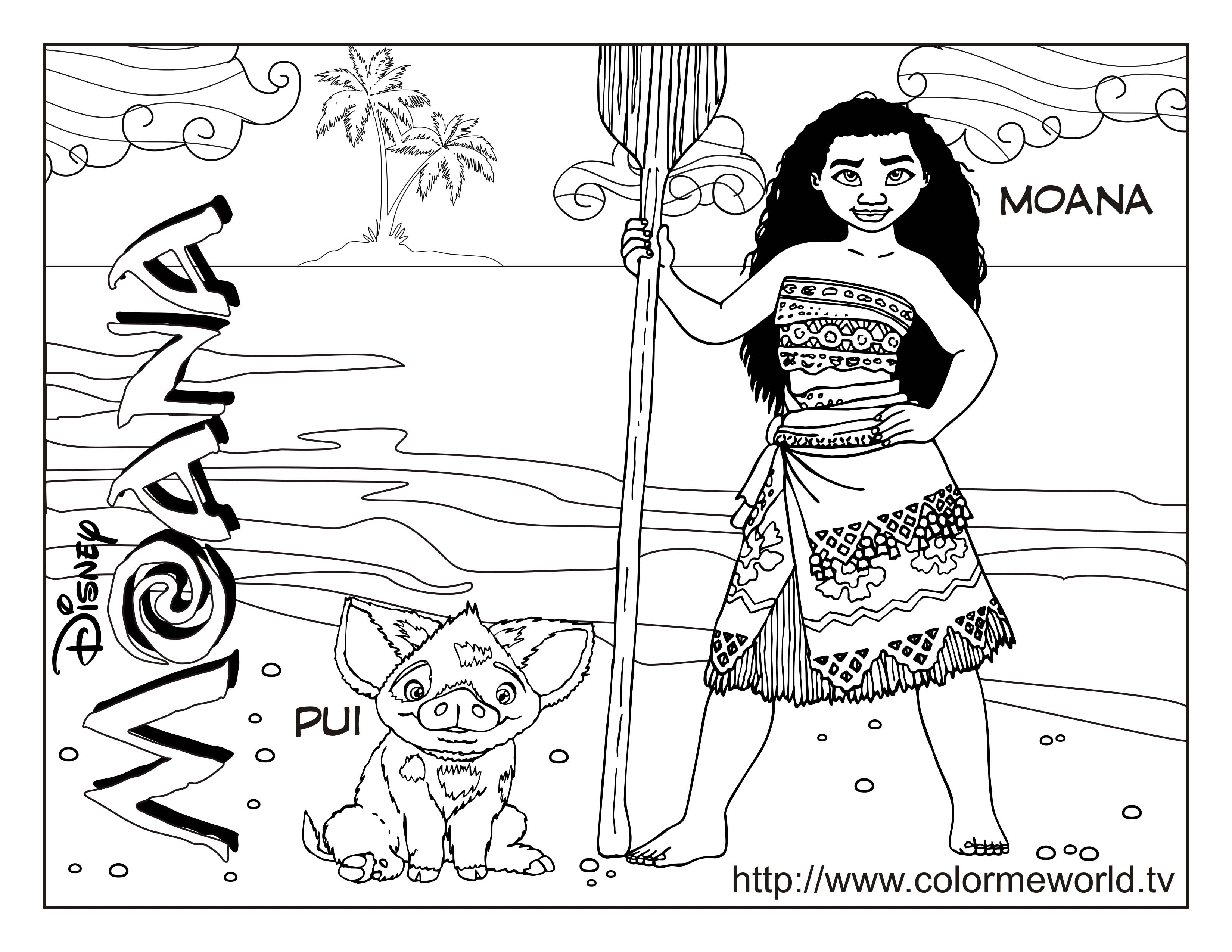 Download Princess-Moana-Waialiki-and-Pua-Pig-Coloring-Pages-[www ...