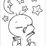דפי צביעה טוויטי תינוק ירח וכוכבים