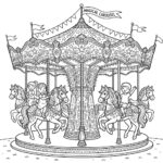דף צביעה לונה פארק - קרוסלת סוסים 3