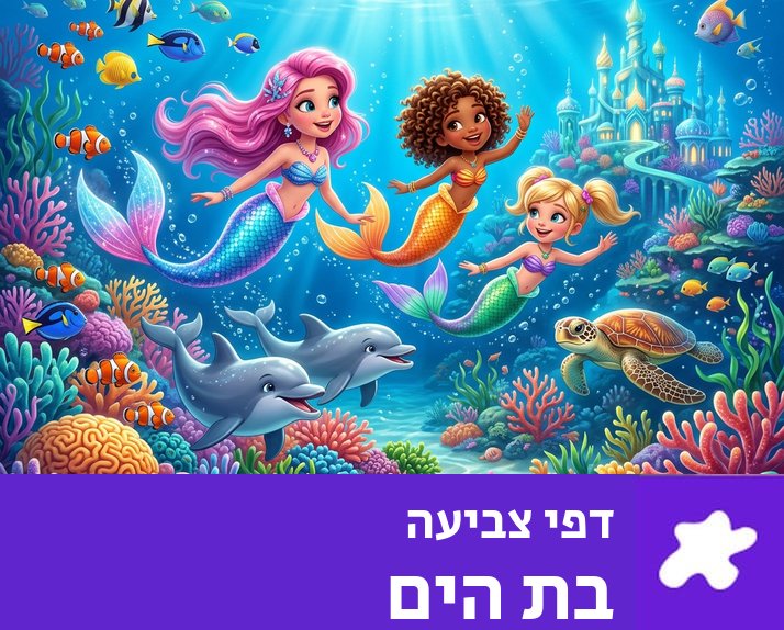 דפי צביעה בת הים להדפסה