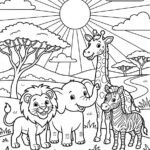 דף צביעה חיות ספארי 10 להדפסה